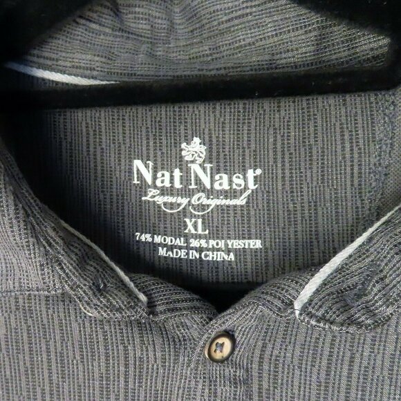 Men's Nate Nast Luxury Originals Polo Shirt Size XL Gray Black Geometric Pattern - Picture 3 of 9